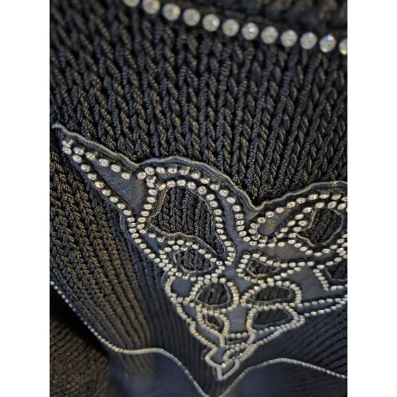 Nannell Sweater Black Tunic Womens M Embellished Rhinestones Rayon Wool Blend - Picture 6 of 9